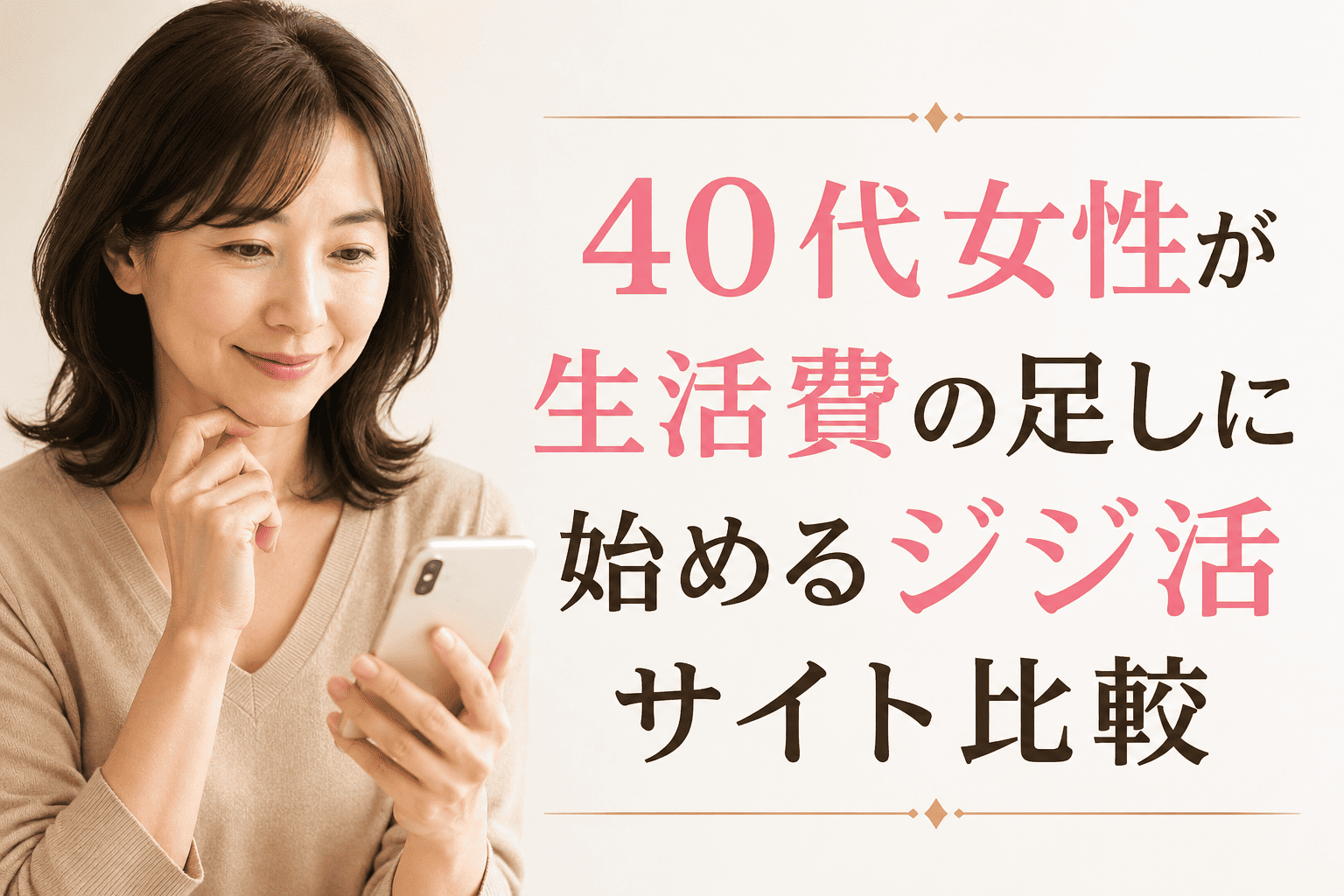 40代女性が生活費の足しに始めるジジ活サイト比較